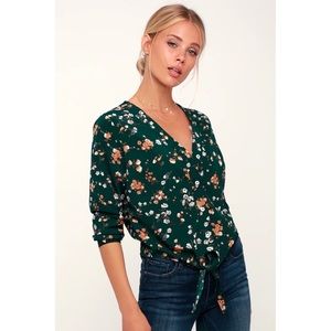 Lulu’s | Cole Valley Green Floral Tie-Front Top